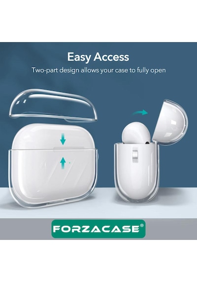 Forzacase Apple Uyumlu AirPods Pro 2 Şeffaf Anahtar Askılıklı Bluetooth Kulaklık Kılıfı - Fc567 Şeffaf