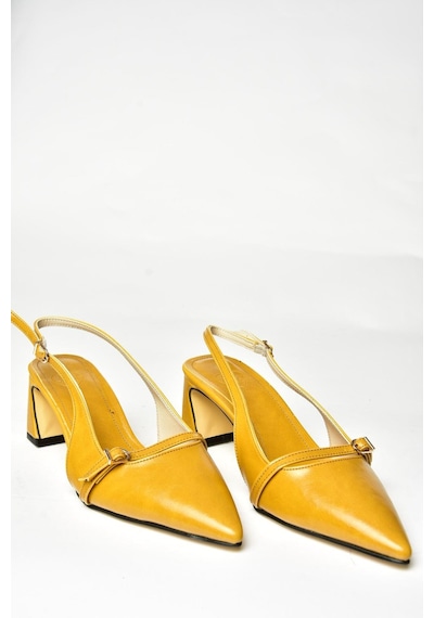 Fox Shoes U654078709 Hardal Kalın Topuklu Kadın Ayakkabı Hardal