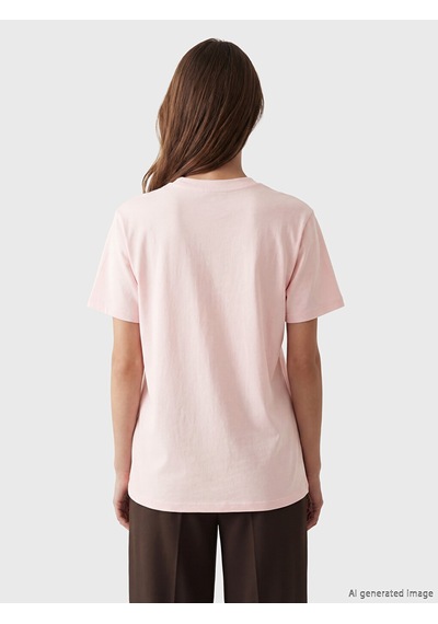Lcw Modest Pembe Dantel Nakışlı %100 Pamuklu Kadın Tişört