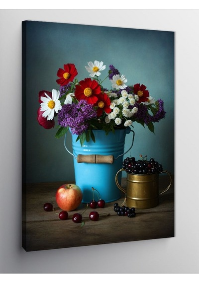 Kanvas Tablo Kır Çiçeği Vazosu 50cmx70cm