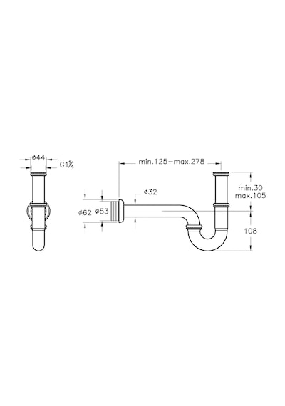 VitrA Lavabo / Eviye Sifonu P Tipi Krom A45117 Krom