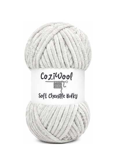Kadife İp Soft Chenille Bulky 5'li Paket 5x100 Gr 120 Mt El Örgü İpi Açık Gri - 875823131