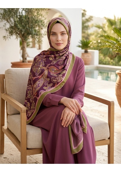 Moda Nuda Heritage Alâ Şal Yeşil Mor - Zarif Ve Modern Yeşil - Mor