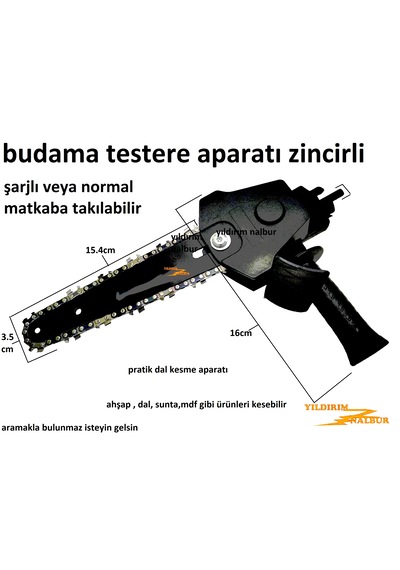 Budama Testere Aparatı Zincirli Şarjlı Matkap Testeresi Pratik Ke