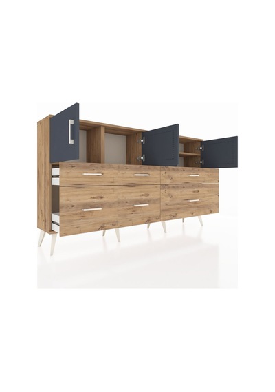 Arges Konsol 4 Raflı 6 Çekmeceli 4 Kapaklı 176x30x99 Çam-antrasit/çam Antrasıt/atlas Çam - Atlas Çam Arges Konsol 4 Raflı 6 Çekmeceli 4 Kapaklı 176x30x99 Çam-antrasit/çam Antrasıt/atlas Çam - Atlas Çam