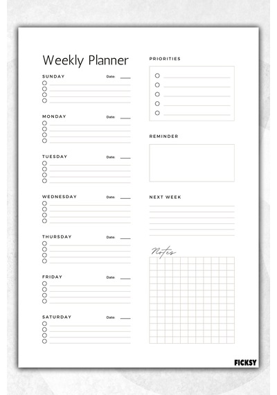 Haftalık Planlayıcı - A4 Ebat Yapılacaklar - 30 Yaprak - Weekly Planner - 2709 Çok Renkli
