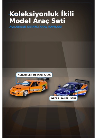 Die-cast Metal 1:32 13 Cm 2001 Nissan Silvia S15 Ve Toyota Supra Araba Seti Bx-313394