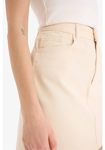 DeFacto Coool Normal Bel Gabardin Mini Etek E5346AX25SPER42 Ekru