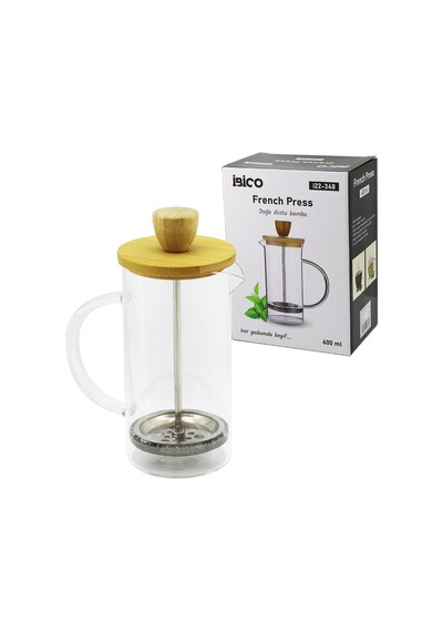 İbico İ22-348 French Press 600 Ml - Cam Gövde, Bambu Kapak