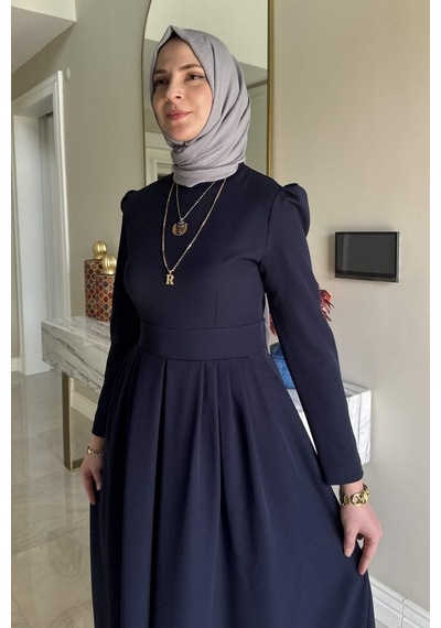 Rabia Şamlı Rose Elbise Lacivert Normal