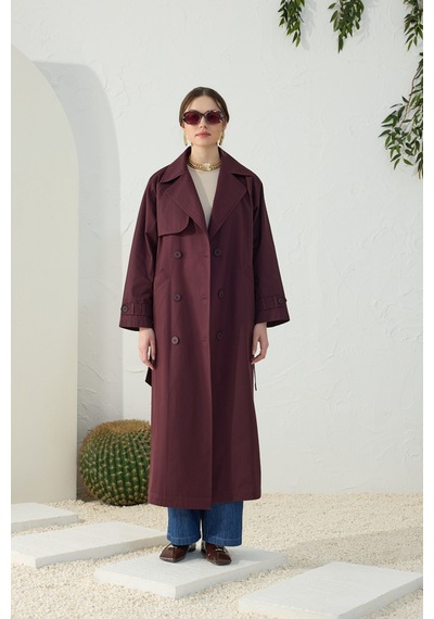 Aker Bordo Astarsız Trençkot Bordo Bordo