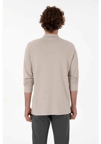 U.S. Polo Assn. Erkek Regular Fit Polo Yaka Taş Basic Sweatshirt 50315941-VR049