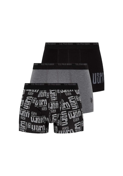 U.S. Polo Assn. Erkek Antrasit Melanj - Siyah - Gri Melanj 3 Lü Boxer 80338