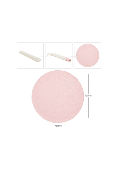 Ocean Home Textile Yıkanabilir Pembe Kırçıllı Pamuklu Halı Kilim 120 cm çap