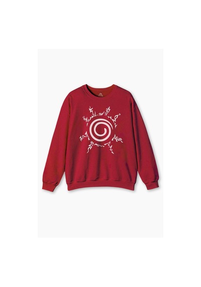 So Cool Kırmızı Sweatshirt Kyuubi Seal Of Naruto Jinchuuriki Anime Baskılı Sweat Swet Kırmızı