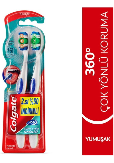 4 Adet Colgate Diş Fırçası 360 Komple Ağız Temizliği Yumuşak 1+1