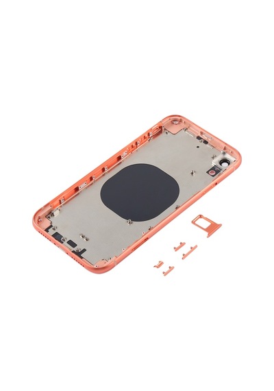 Cbtx Kamera Lensli Ve Sım Kart Tepsisi Ve Apple Uyumlu iPhone Xr Mercan İçin Yan Anahtarlarla Arka Gövde Kapağı