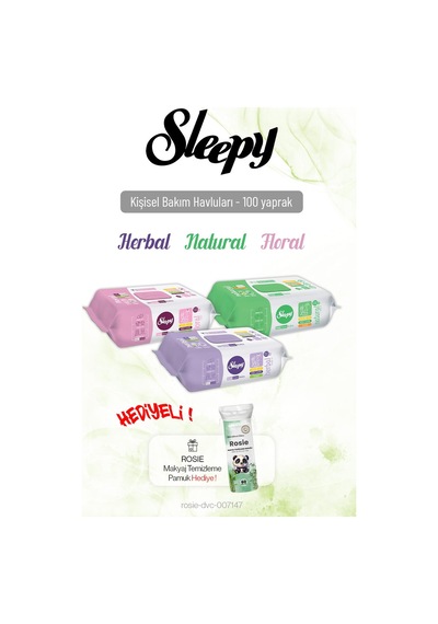 Sleepy 100'lü Kişisel Bakım Havlu Seti x 3 ve Rosie Hediye Tekli