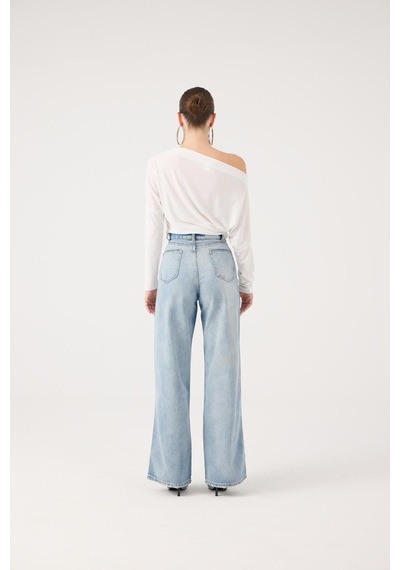 Holly Lolly Yüksek Bel Wide Leg Carino Jean Pantolon Mavi