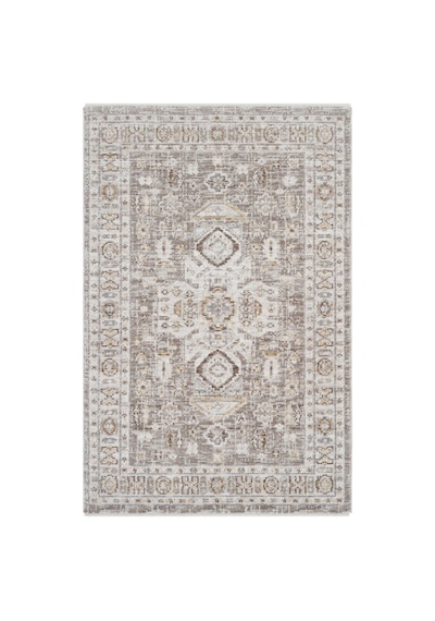 Cool Halı Belina Krem Vizon Vintage Halı İnce Etnik Desen Bukle Retro Oda Oturma Odası Salon Halısı