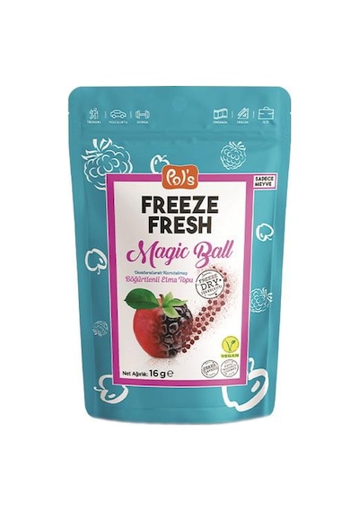 Pol's Freeze Fresh Dondurularak Kurutulmuş Magic Ball Böğürtlenli Elma Topları 16 Gr 15 G
