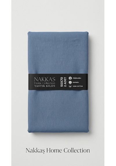 Nakkaş Home Collection 2'li Pamuklu Fermuarlı Yastık Kılıfı Seti - 50x70 Cm Düz Renk Yastık Kılıfı Açık Gri - Mavi Nakkaş Home Collection 2'li Pamuklu Fermuarlı Yastık Kılıfı Seti - 50x70 Cm Düz Renk Yastık Kılıfı Açık Gri - Mavi