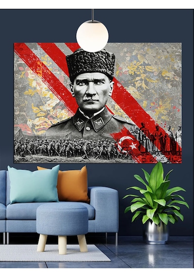 Türk Askeri Kahraman Atatürk Dekoratif Kanvas - Mdf Ahşap Tablo