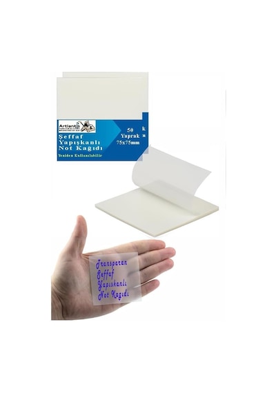 Yapışkanlı Şeffaf Not Kağıdı 50 Yaprak 1 Paket Kare Transparan Postit 75x75mm Yarı Saydam İşaretleyici Aydıng