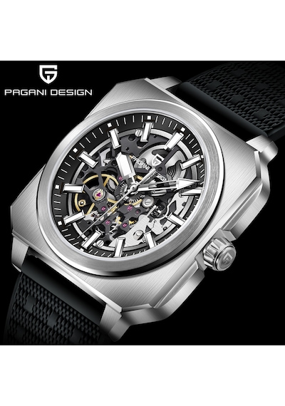 Pd-1791 Erkek 42mm Su Geçirmez By-9020 Otomatik Mekanik Saat Safir Kristal Işıklı Spor Saat Gümüş