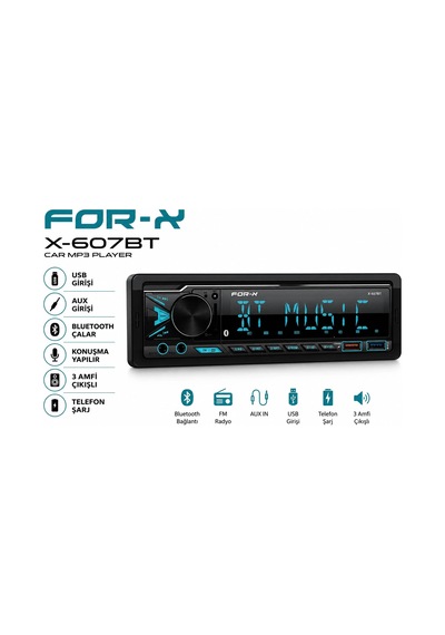 For-x Teyp For-x X-607bt 4x60w 3 Amfi Çıkışlı - Bluetoothlu - 7 Renk - Geniş Soğutuculu Tesisat