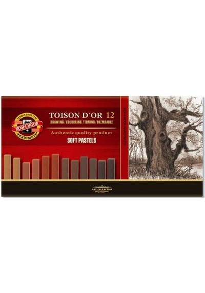 Koh-I Noor Soft Pastel Boya Kahverengi Tonlar 12 Renk Köşeli