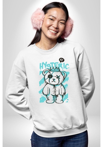 Histerik Unisex Beyaz Sweatshirt Beyaz