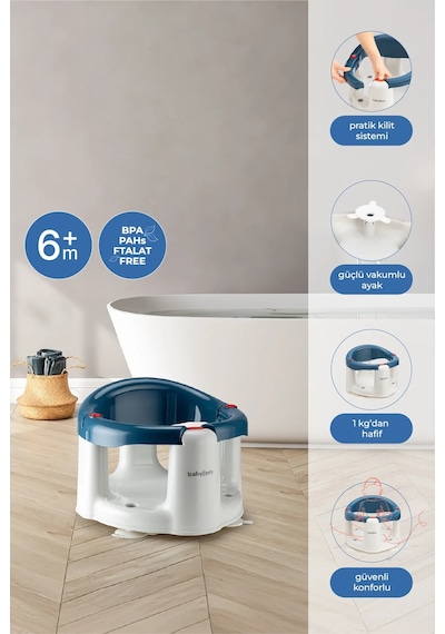 Babyjem Önden Açılır Banyo & Mama Oturağı İndigo Mavi