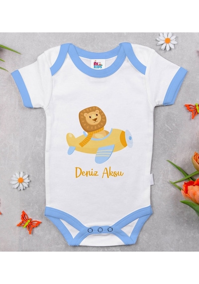 Bitmeyenkartus Bk Kids Kişiye Özel Mavi Bebek Body Zıbın - Model 188 Çok Renkli