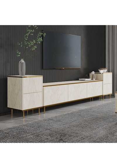 İmaj Tv Ünitesi Ve Komodin Set Traverten/gold, Oturma Odası Set, Tv Sehpası - Traverten Traverten İmaj Tv Ünitesi Ve Komodin Set Traverten/gold, Oturma Odası Set, Tv Sehpası - Traverten Traverten