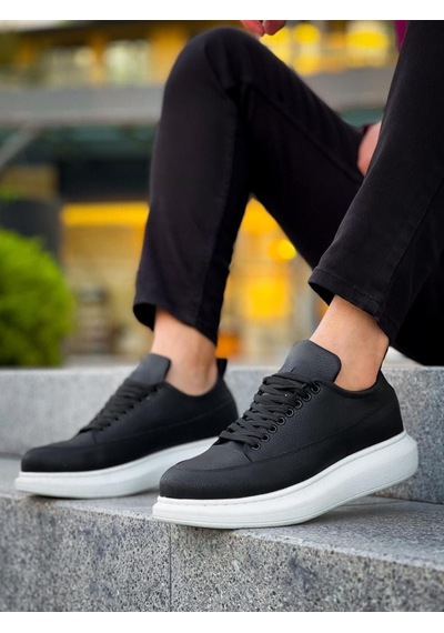 Ay Mood Jy814 Axel Bağcıklı Cilt Erkek Günlük Sneaker Ayakkabı Cbt Siyah
