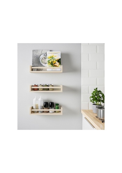 Bekvam Baharatlık Rafı Duvar Rafı Çerçeve Rafı Kitaplık Ahşap Raf 40x10x9 Cm Çok Renkli