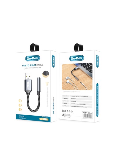 Go Des Gd-uc332 Usb-a To 3.5mm Aux Çevirici Ses Kablosu