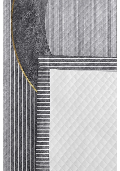 Gri Geometrik Çizgili Genç Odası Tek Kişilik Pike Takımı-modern Antrasit Gold 160x220cm Yatak Örtüsü Kırık Güneş Anısı