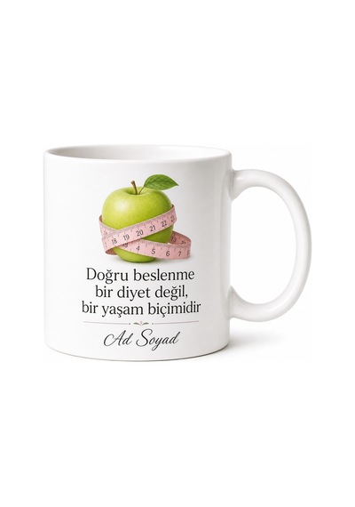 Kişiye Özel Diyetisyen Hediyesi Baskılı Kupa Bardak Diyetisyen Hediyelik Beyaz / Çok Renkli