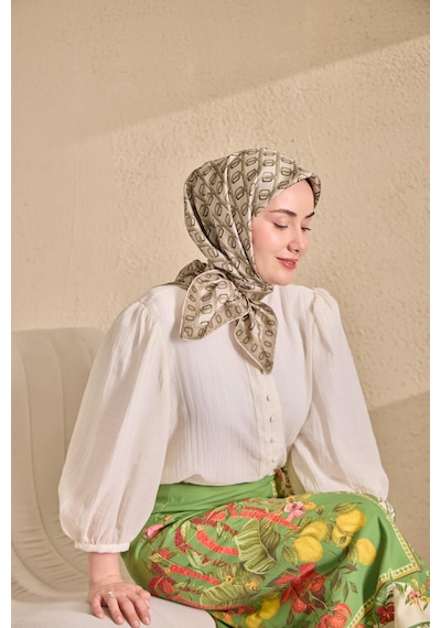 Silk Home Twill İpek Eşarp Zincir Krem Çok Renkli
