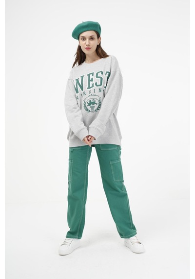 Brz Collection Unisex Oversize West Virginia Sweatshirt Gri