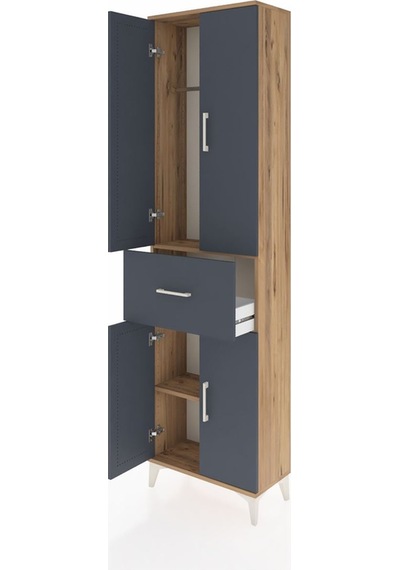 Arges Dolap 2 Raflı Tek Çekmeceli Tek Askılı 60x30x221 Çam-an... Çam