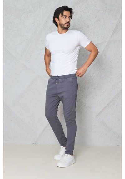 Blayn Jeans Erkek Krem Jogger Pantolon Rahat Kesim, Bağcıklı, Mevsimlik Günlük Kullanım Gri