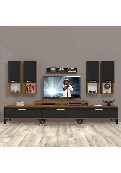 Decoraktiv Ekoflex 8da Mdf Silver Tv Ünitesi Tv Sehpası Ceviz - Siyah