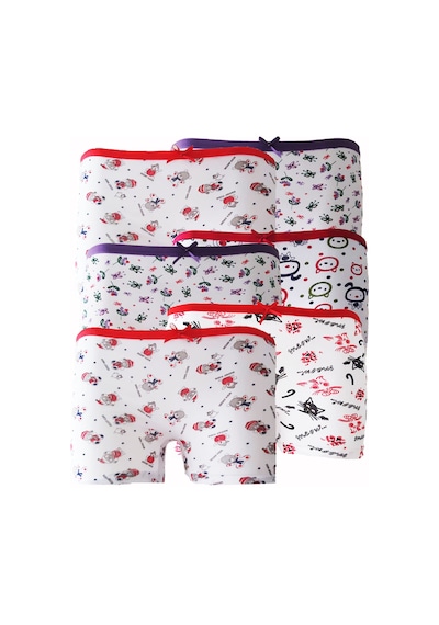 Hepsine Rakip 6lı Kız Çocuk Boxer Pamuklu Renkli Desenli Empirme Eğlenceli 001