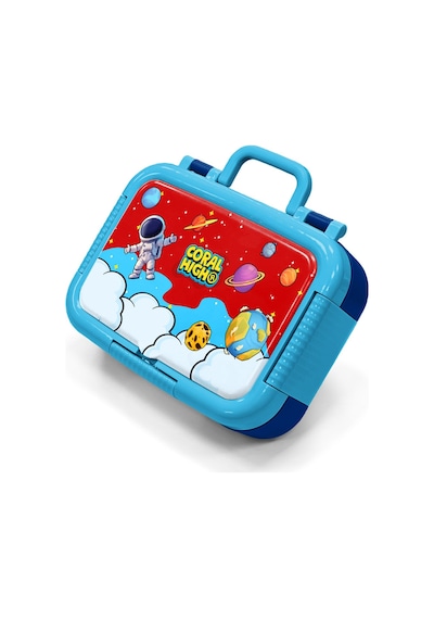 Coral High Kids Kırmızı Mavi Astronot Uzay Desenli Paslanmaz Çelik Beslenme Kabı 39145 Kırmızı