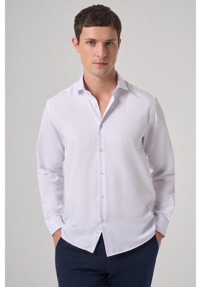 Morven Erkek Beyaz Trend Slim Fit İtalyan Yaka Gömlek 25mc004068600 Beyaz Beyaz
