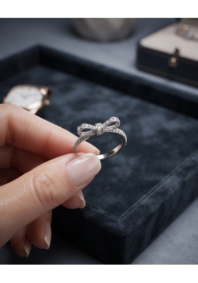 Bayan Swarovski Taş Detay Parmak Aksesuarı Gümüş Yüzük