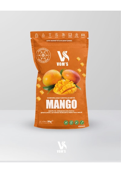 Voms Dondurularak Kurutulmuş Meyve Cipsi - Freeze Dried 5'li Mango Paketi 5x20gr 20 G